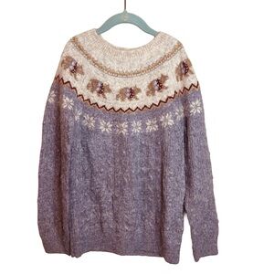 FatFace Kids Fair Isle Knit Sweater Purple Size 8/9
